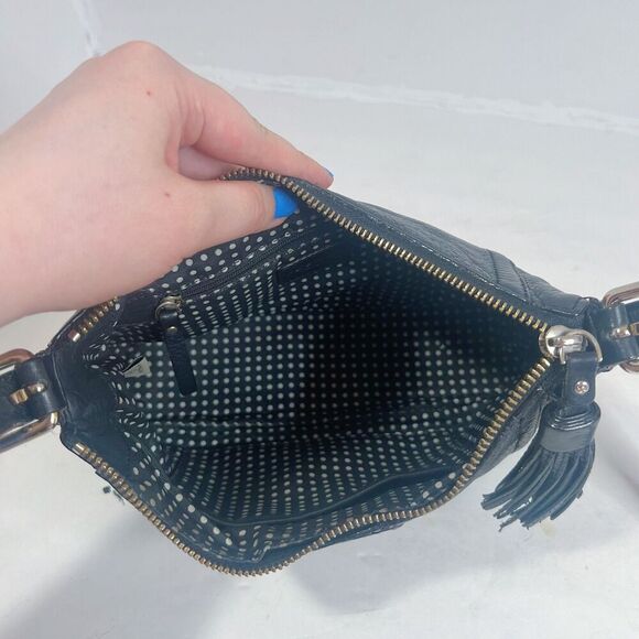 Kate Spade New York Black Pebbled Leather Crossbody Bag Tassel Purse - Picture 5 of 12